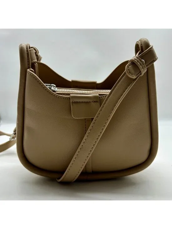 Miztique Beige Leather Crossbody Bag - Picture 2 of 10